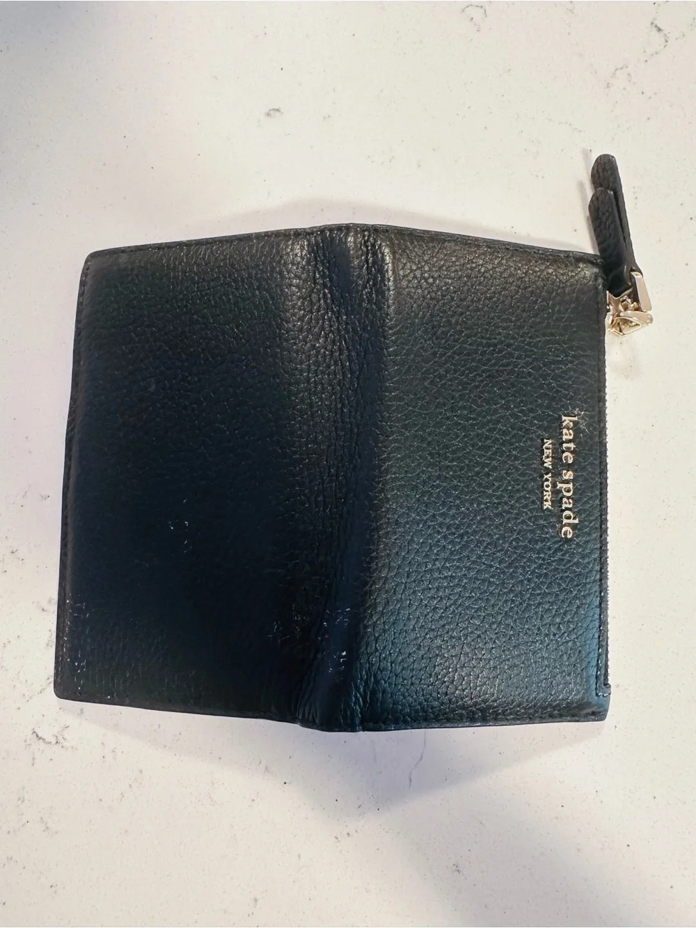 kate spade Black Pebbled Leather Zip Wallet